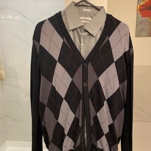 Men’s Dress Shirt and Black Grey Sweater Large